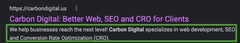 carbon digital screenshot google result