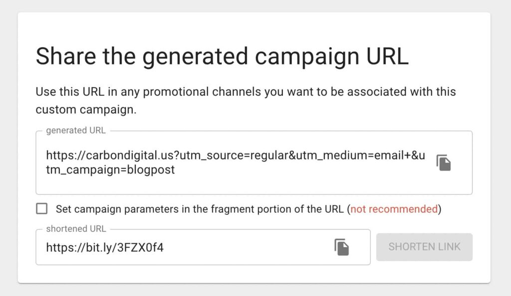 google analytics utm campaign builder generate url screenshot