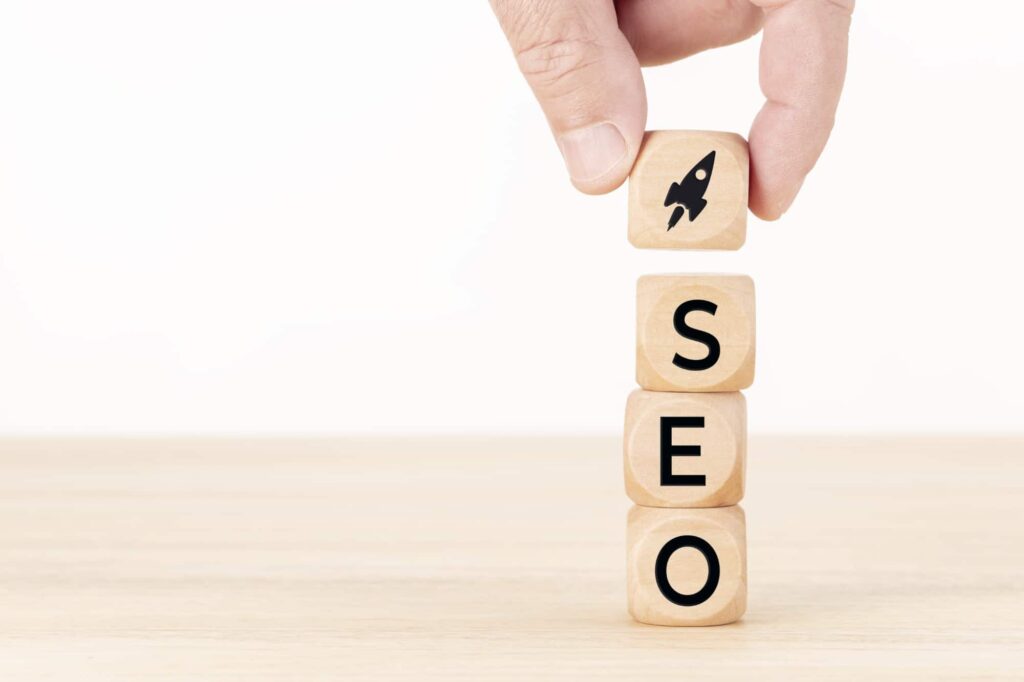 seo or search engine optimization concept cubed blocks